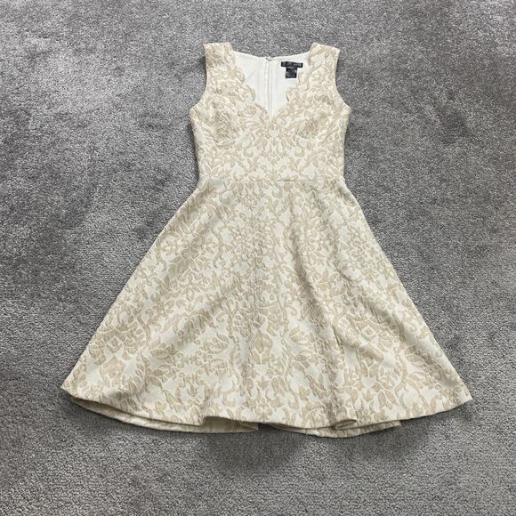Aqua By Bloomingdale's A-Line Dress Womens XS Beige V-Neck Sleeveless Cocktail - Picture 1 of 12